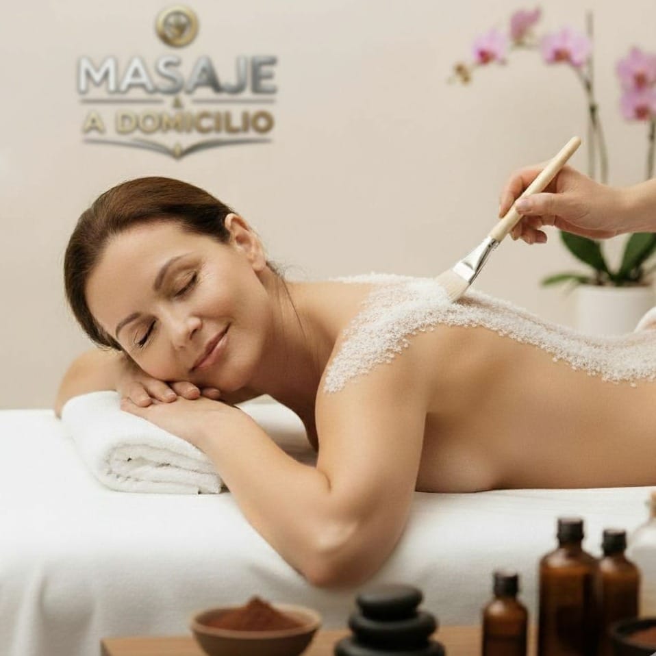 Masaje relajante en casa con exfoliación escapular con sales marinas - Imagen 4